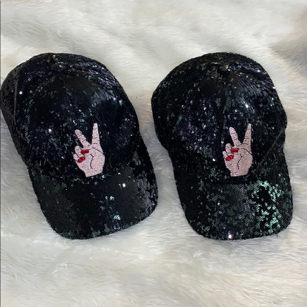 One size glittery peace sign hat